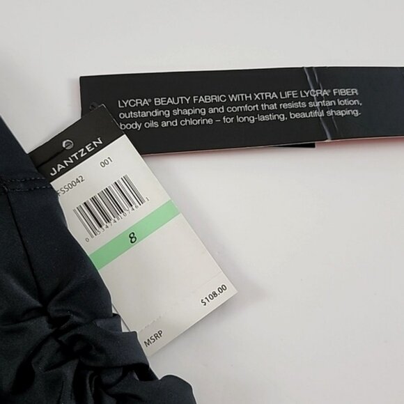 Jantzen Women's Black One Piece Swimsuit Halter Ruched Waist Bejeweled Size 8 - Picture 9 of 15